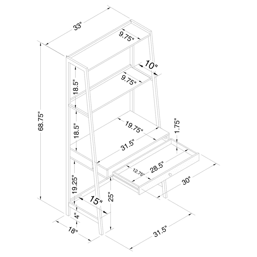 Pinckard 1-drawer Ladder Desk Grey Stone and Black