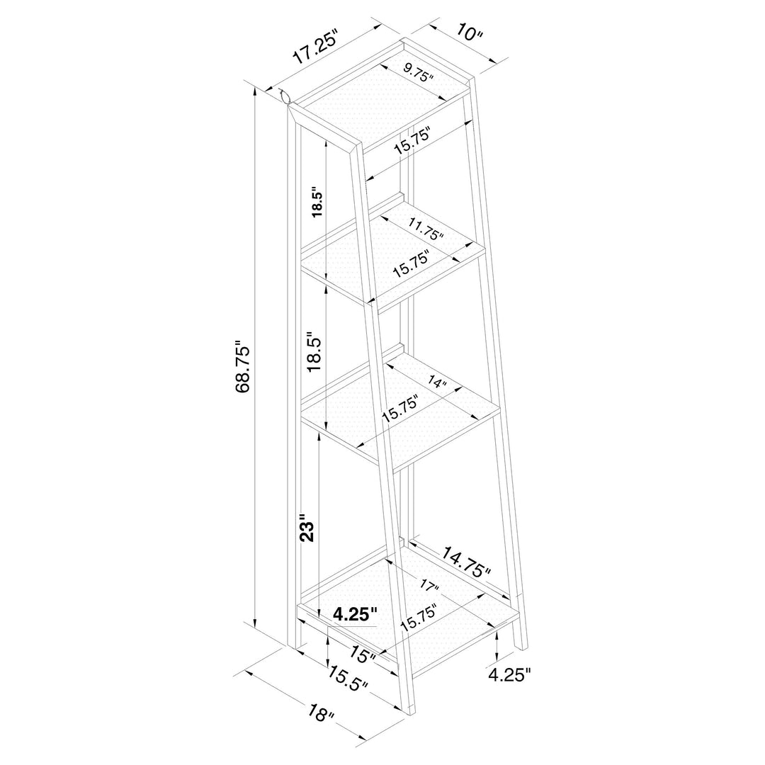 Pinckard 4-shelf Ladder Bookcase Grey Stone and Black