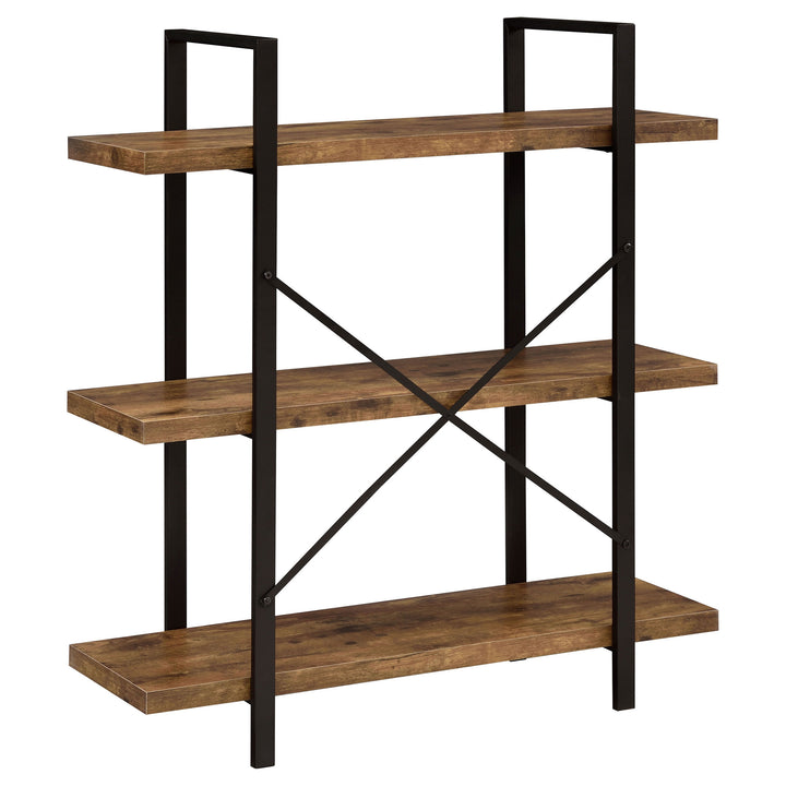 Cole 3-Shelf Bookcase Antique Nutmeg and Black