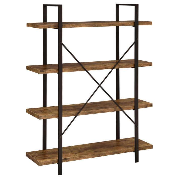 Cole 4-Shelf Bookcase Antique Nutmeg and Black