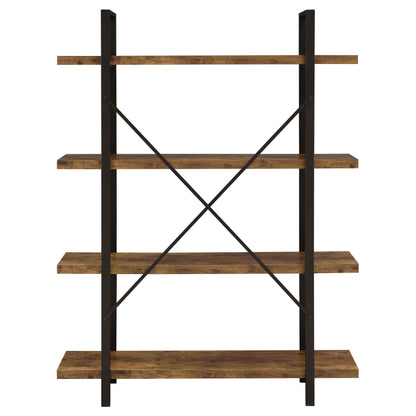 Cole 4-Shelf Bookcase Antique Nutmeg and Black