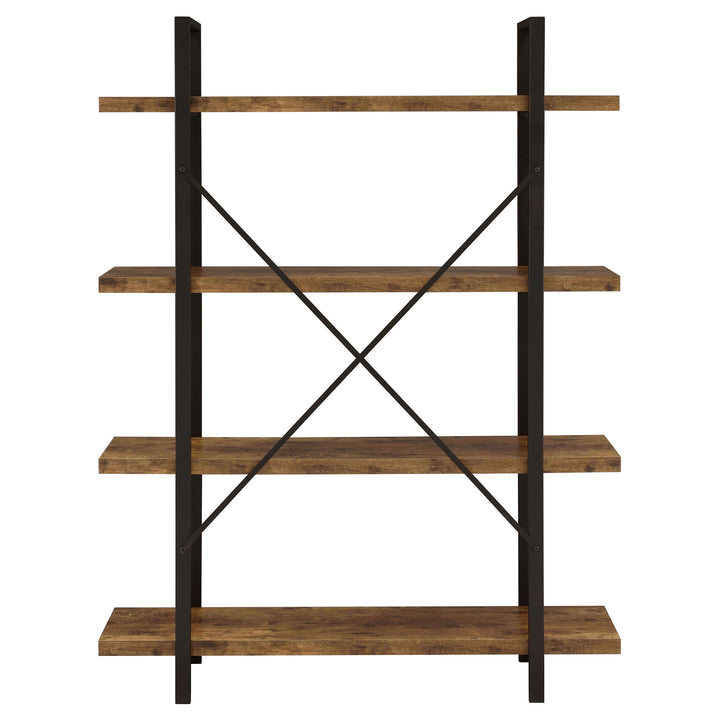 Cole 4-Shelf Bookcase Antique Nutmeg and Black