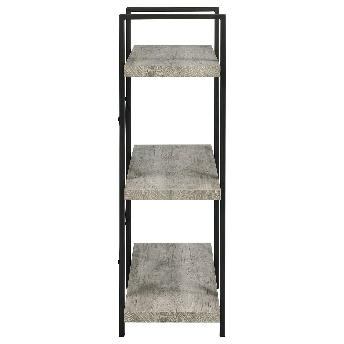 Cole 3-Shelf Bookcase Grey Driftwood and Gunmetal