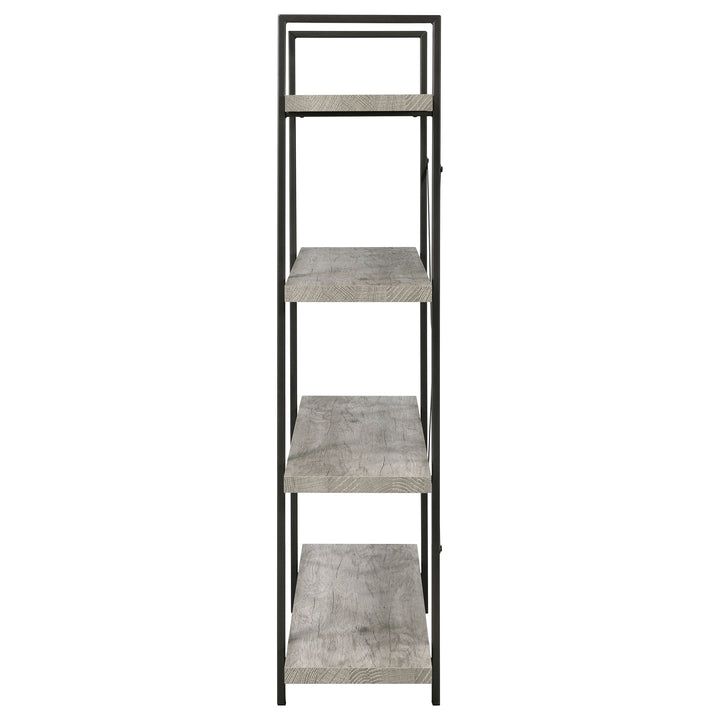 Cole 4-Shelf Bookcase Grey Driftwood and Gunmetal