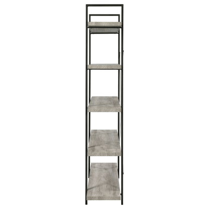 Cole 5-Shelf Bookcase Grey Driftwood and Gunmetal