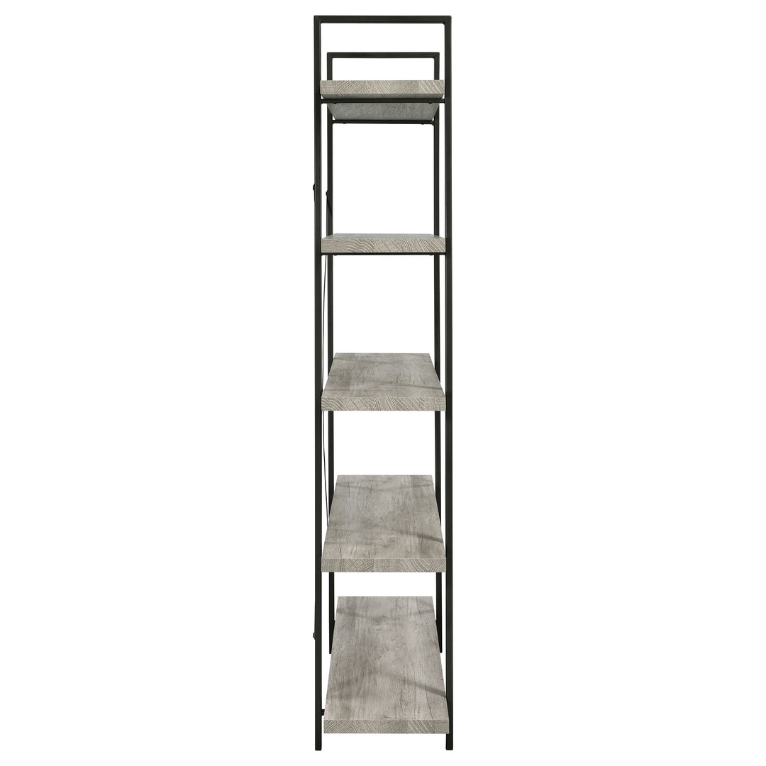 Cole 5-Shelf Bookcase Grey Driftwood and Gunmetal