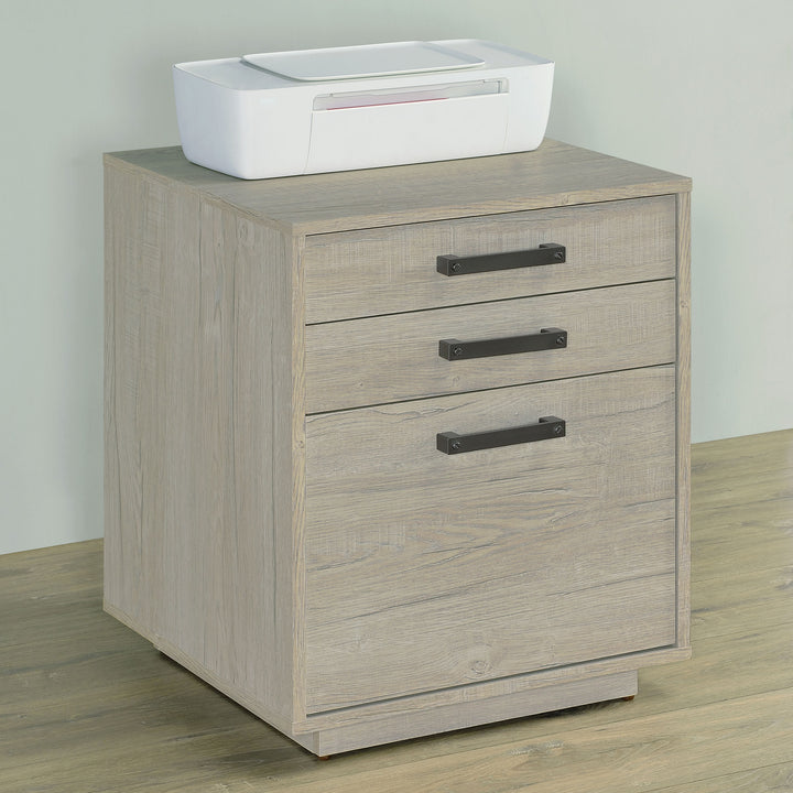 Loomis 3-drawer Square File Cabinet Whitewashed Grey