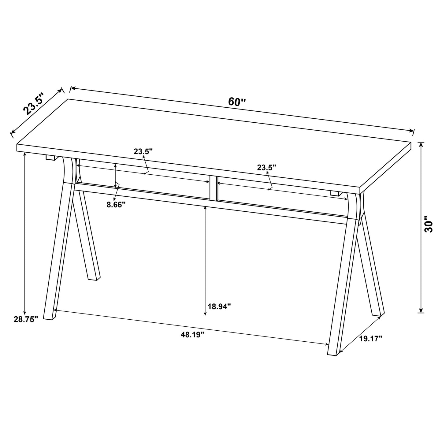 Tatum Rectangular Writing Desk Cement and Gunmetal