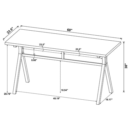 Tatum Rectangular Writing Desk Cement and Gunmetal