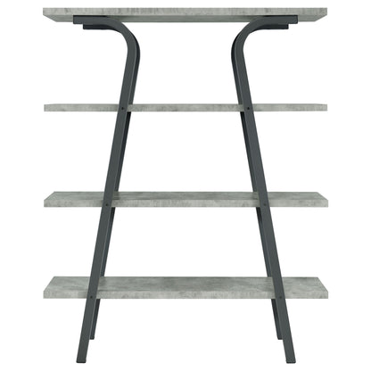 Tatum 4-tier Rectangular Bookcase Cement and Gunmetal