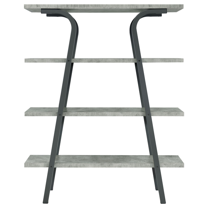 Tatum 4-tier Rectangular Bookcase Cement and Gunmetal