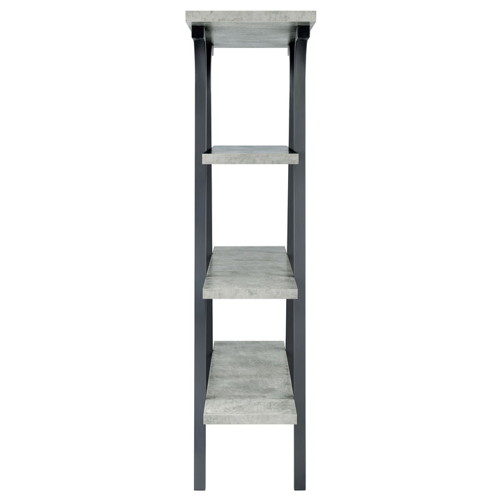 Tatum 4-tier Rectangular Bookcase Cement and Gunmetal