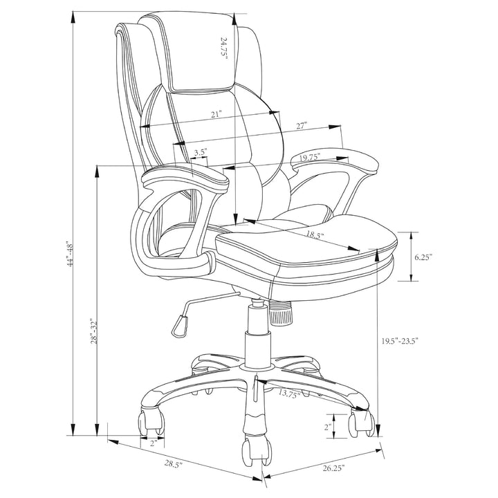 Nerris Adjustable Height Office Chair with Padded Arm Grey and Black