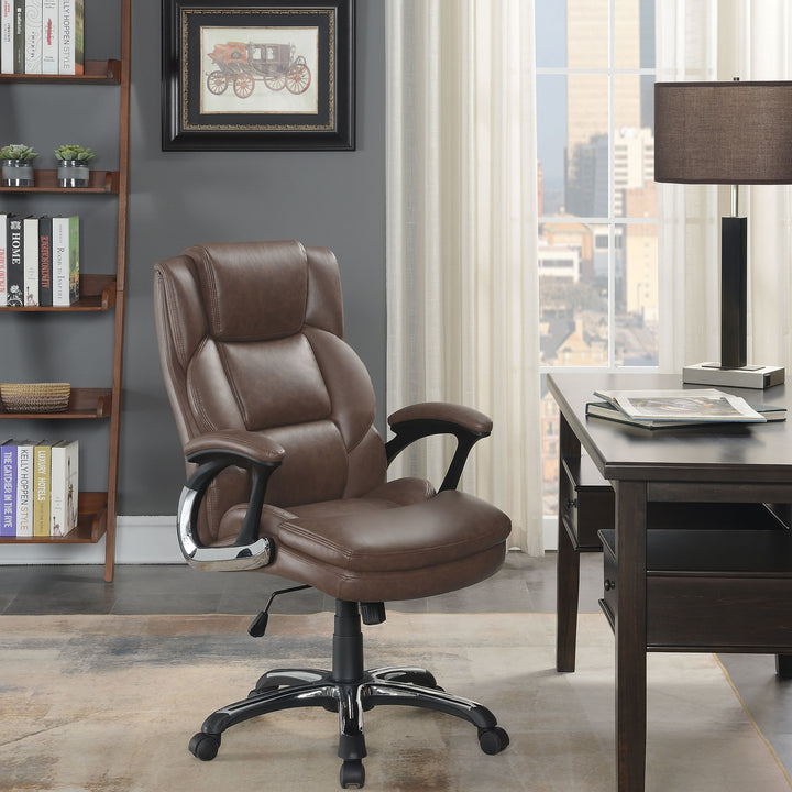 Nerris Adjustable Height Office Chair with Padded Arm Brown and Black