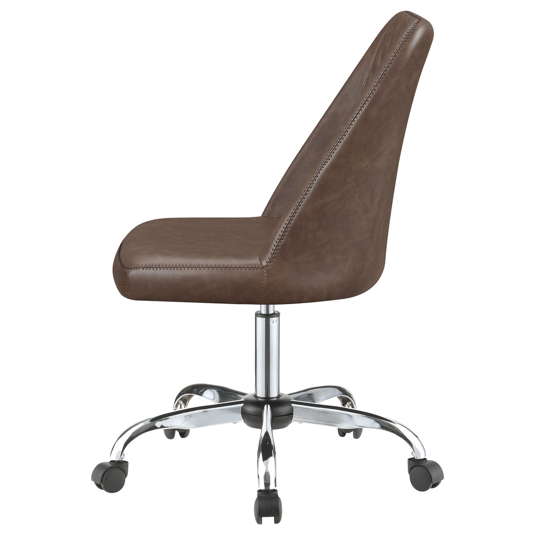 Althea Upholstered Tufted Back Office Chair Brown and Chrome