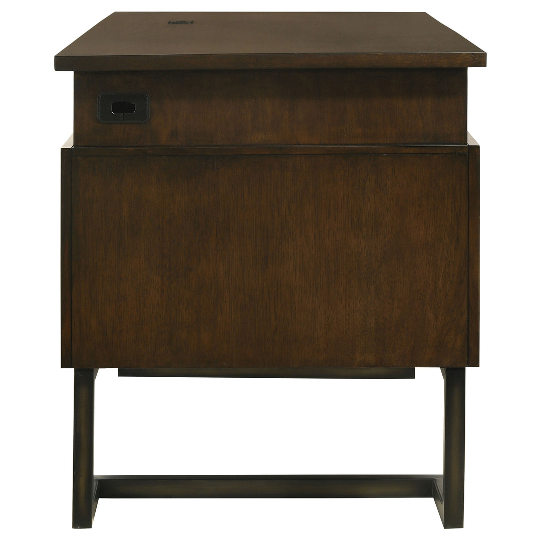 Marshall 6-drawer Executive Desk Dark Walnut and Gunmetal