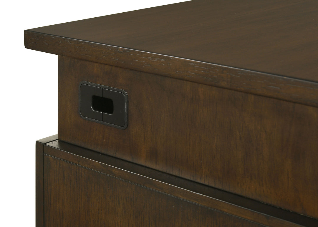 Marshall 6-drawer Executive Desk Dark Walnut and Gunmetal