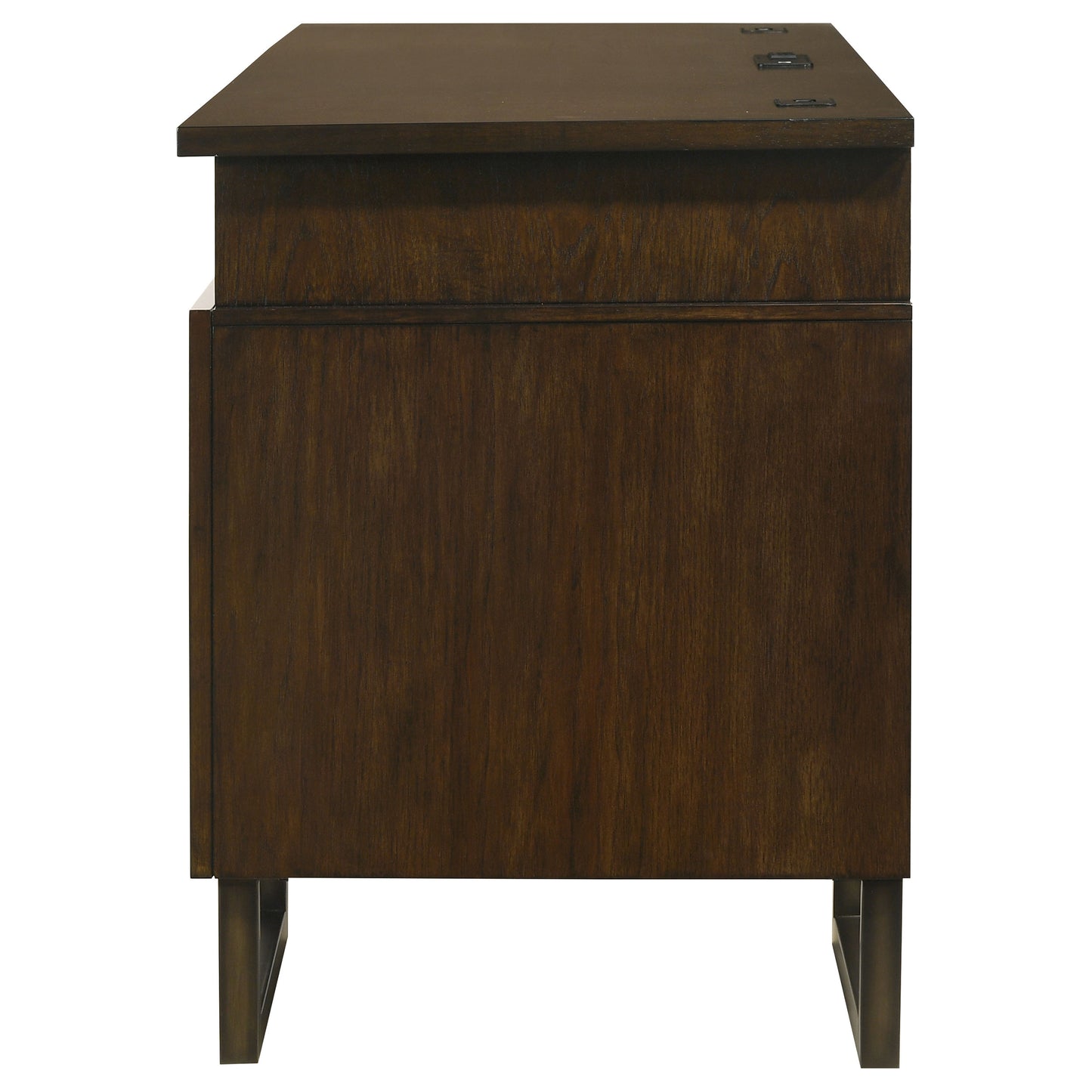 Marshall 5-drawer Credenza Desk With Power Outlet Dark Walnut and Gunmetal