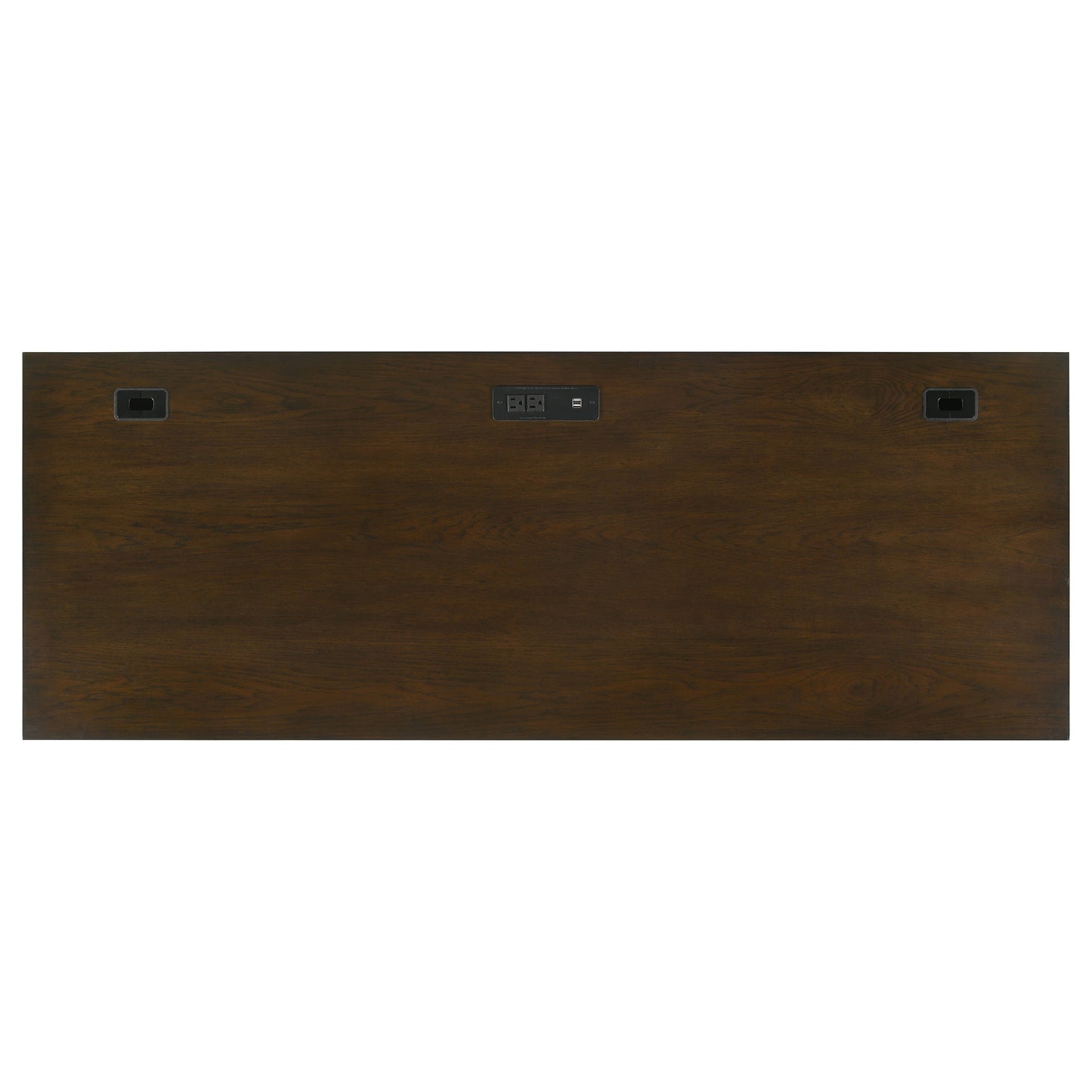 Marshall 5-drawer Credenza Desk With Power Outlet Dark Walnut and Gunmetal