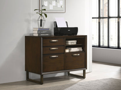 Marshall 4-drawer File Cabinet Dark Walnut and Gunmetal