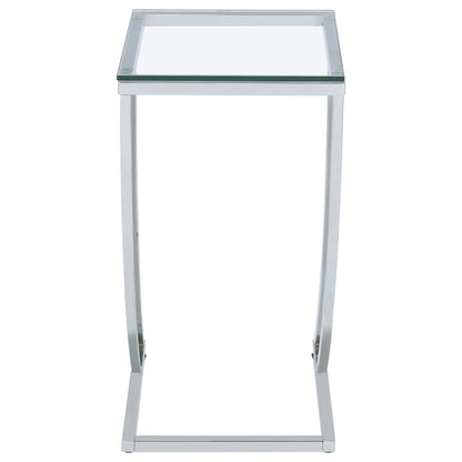 Cayden Rectangular Top Accent Table Chrome and Clear