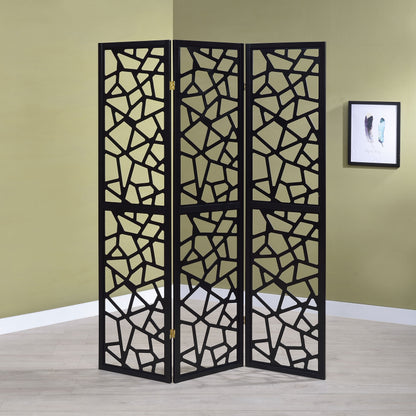 Transitional Black Three-Panel Screen