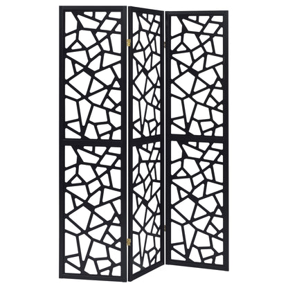 Transitional Black Three-Panel Screen