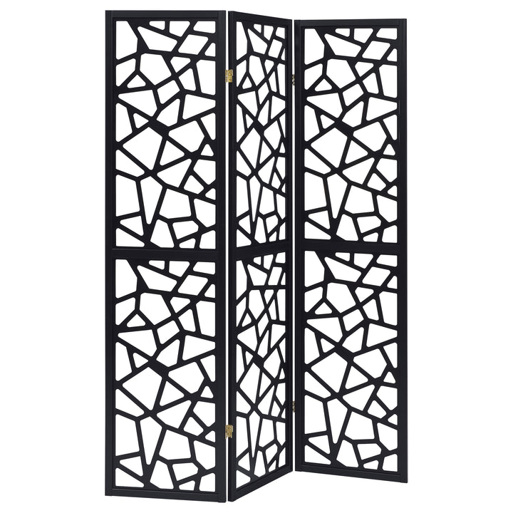 Transitional Black Three-Panel Screen