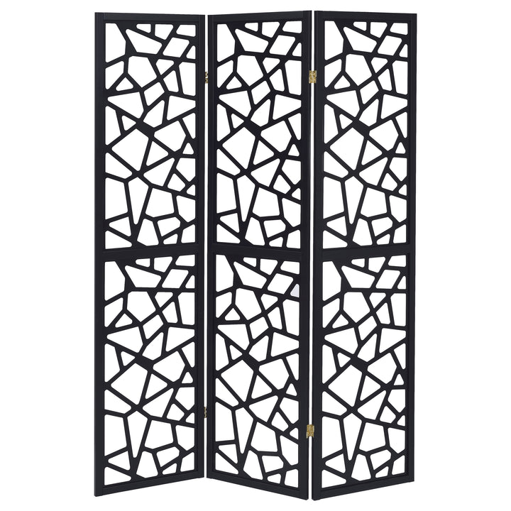 Transitional Black Three-Panel Screen