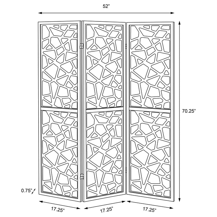 Transitional Black Three-Panel Screen