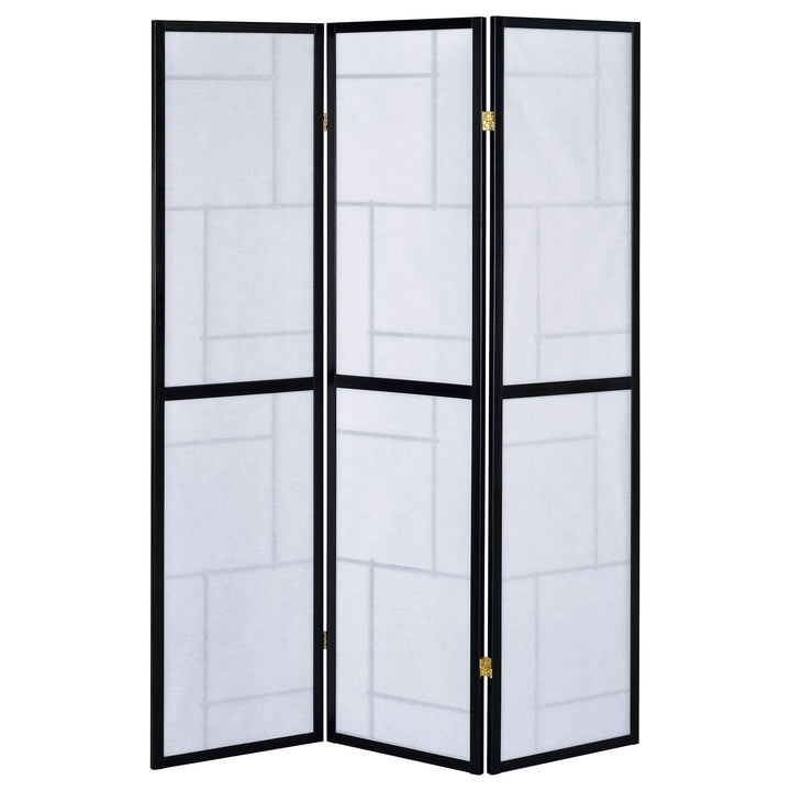 Damis 3-panel Folding Floor Screen Black and White