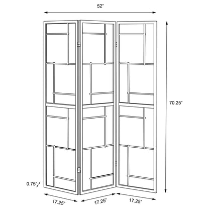 Damis 3-panel Folding Floor Screen Black and White