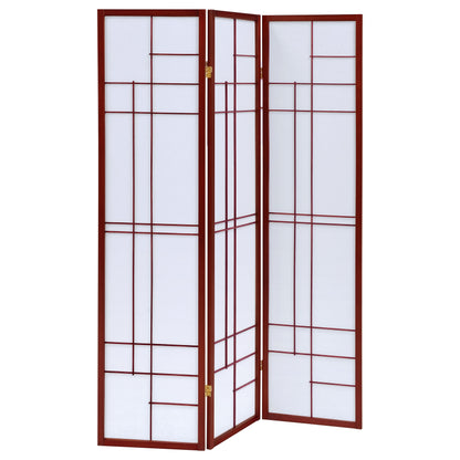 Katerina 3-panel Folding Floor Screen White and Cherry