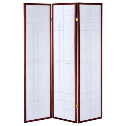 Katerina 3-panel Folding Floor Screen White and Cherry