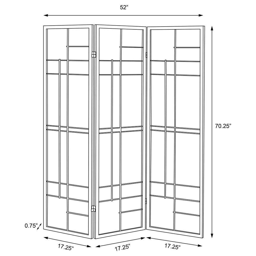 Katerina 3-panel Folding Floor Screen White and Cherry