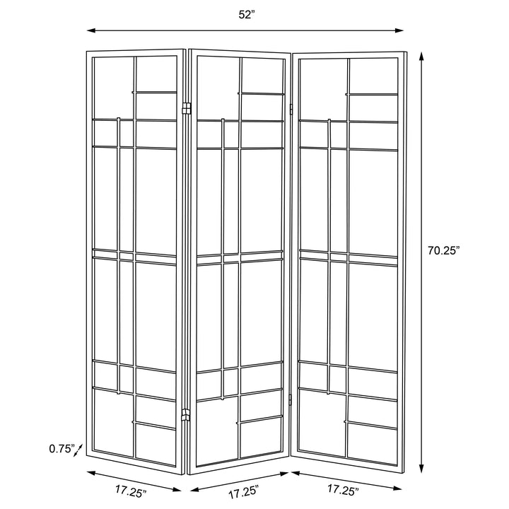 Katerina 3-panel Folding Floor Screen White and Cherry