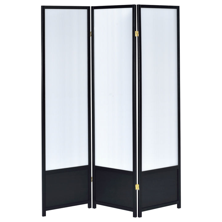 Calix 3-panel Folding Floor Screen Translucent and Black