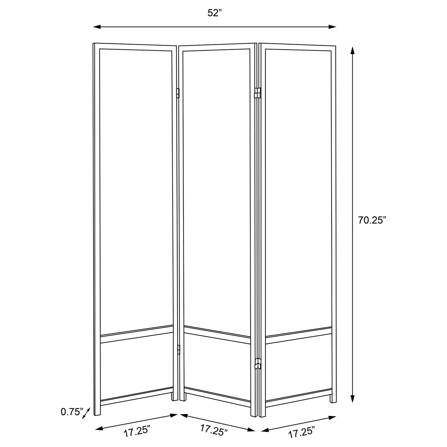 Calix 3-panel Folding Floor Screen Translucent and Black