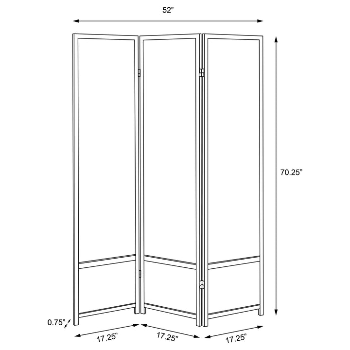 Calix 3-panel Folding Floor Screen Translucent and Black