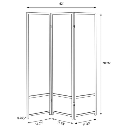 Calix 3-panel Folding Floor Screen Translucent and Black