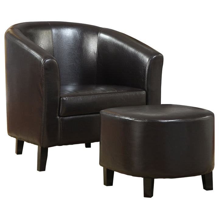 Ansel Upholstered Accent Chair with Ottoman Dark Brown