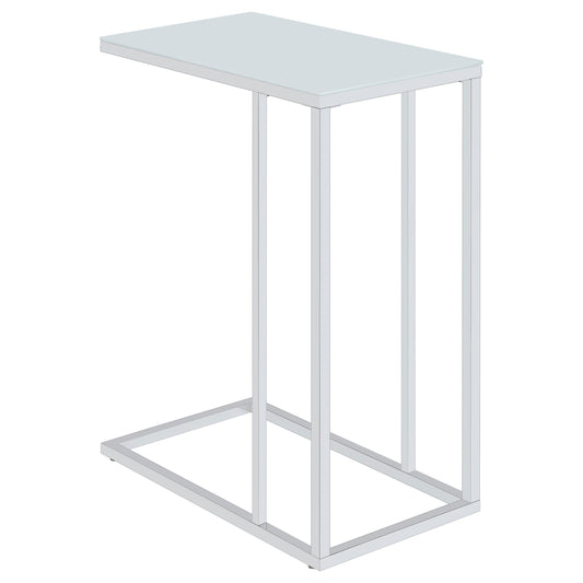 Stella Glass Top Accent Table Chrome and White