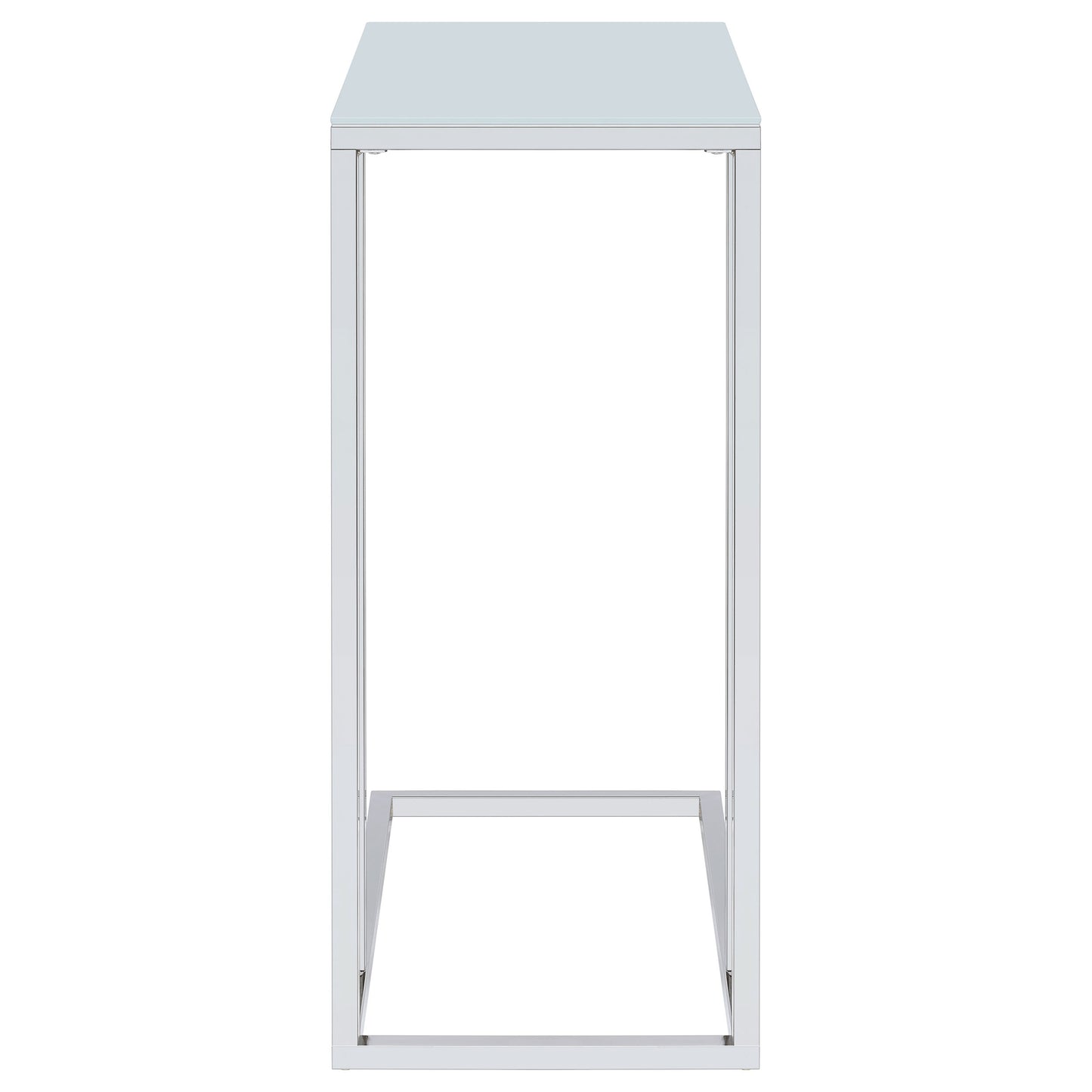 Stella Glass Top Accent Table Chrome and White