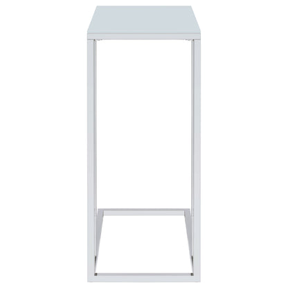 Stella Glass Top Accent Table Chrome and White