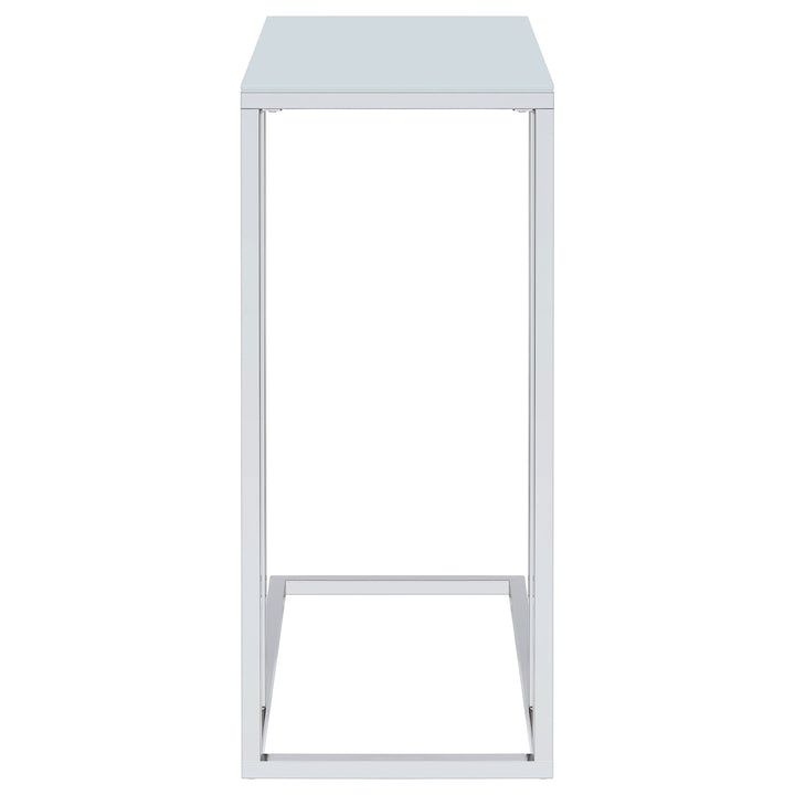 Stella Glass Top Accent Table Chrome and White