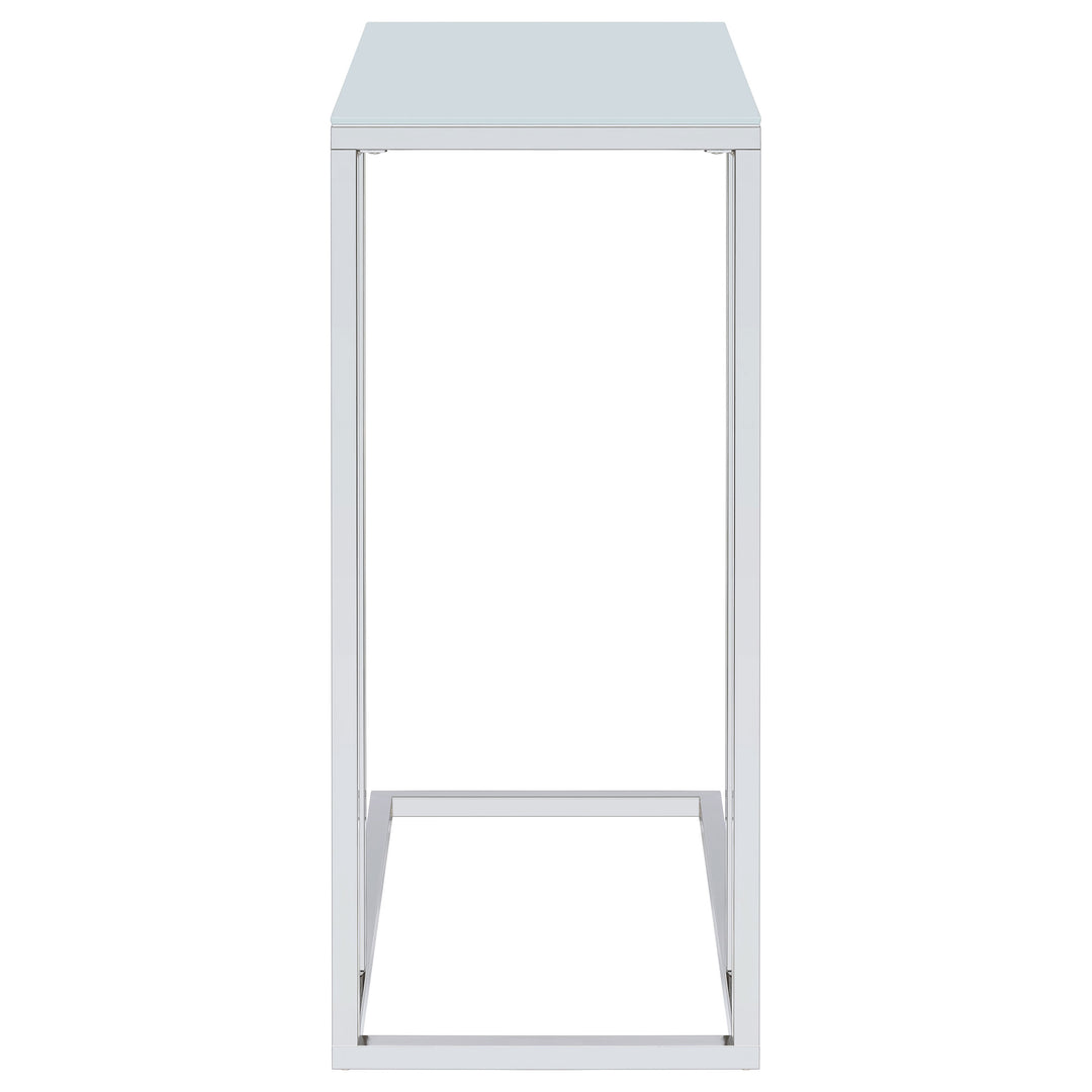 Stella Glass Top Accent Table Chrome and White