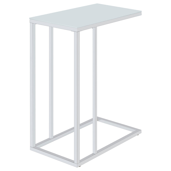 Stella Glass Top Accent Table Chrome and White