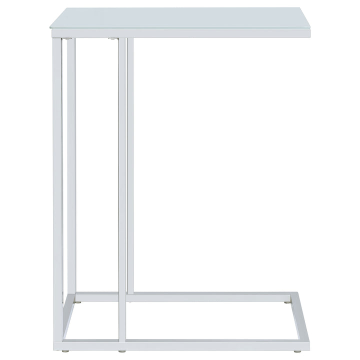 Stella Glass Top Accent Table Chrome and White