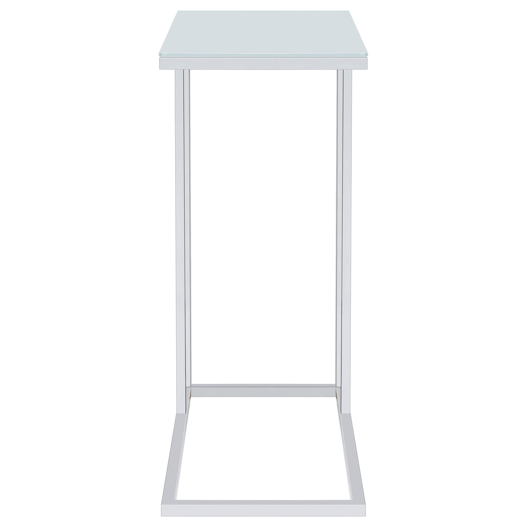 Stella Glass Top Accent Table Chrome and White