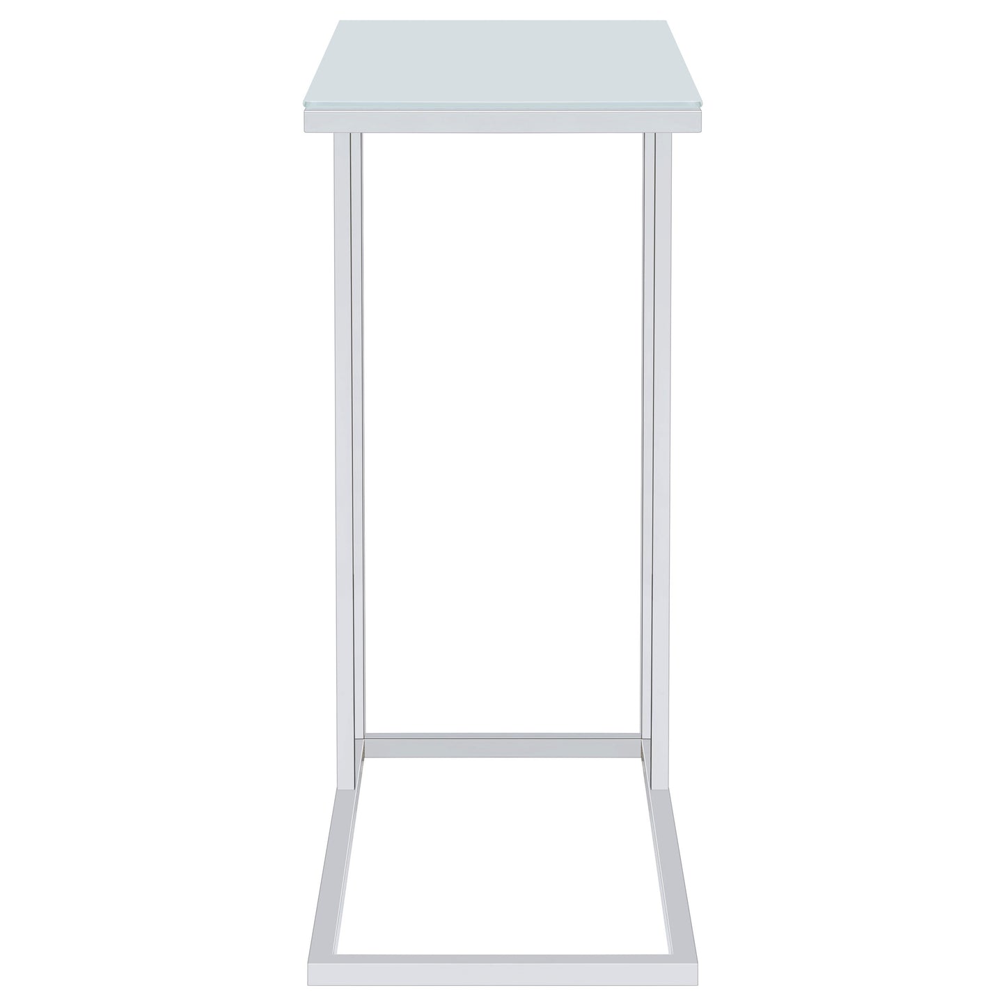 Stella Glass Top Accent Table Chrome and White